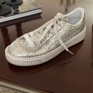Silver Puma platform sneakers